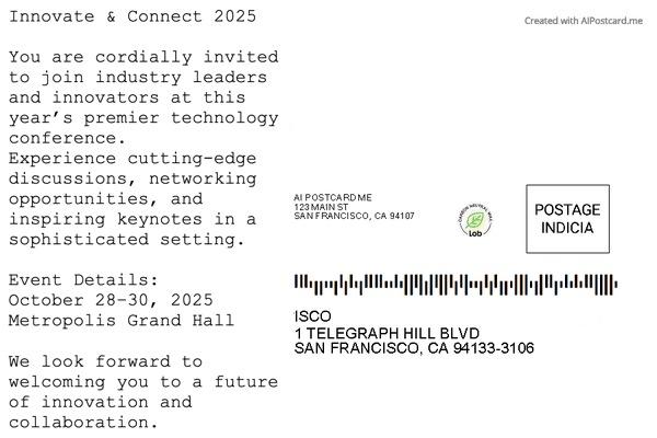 Corporate Event Invitation โ back of postcard